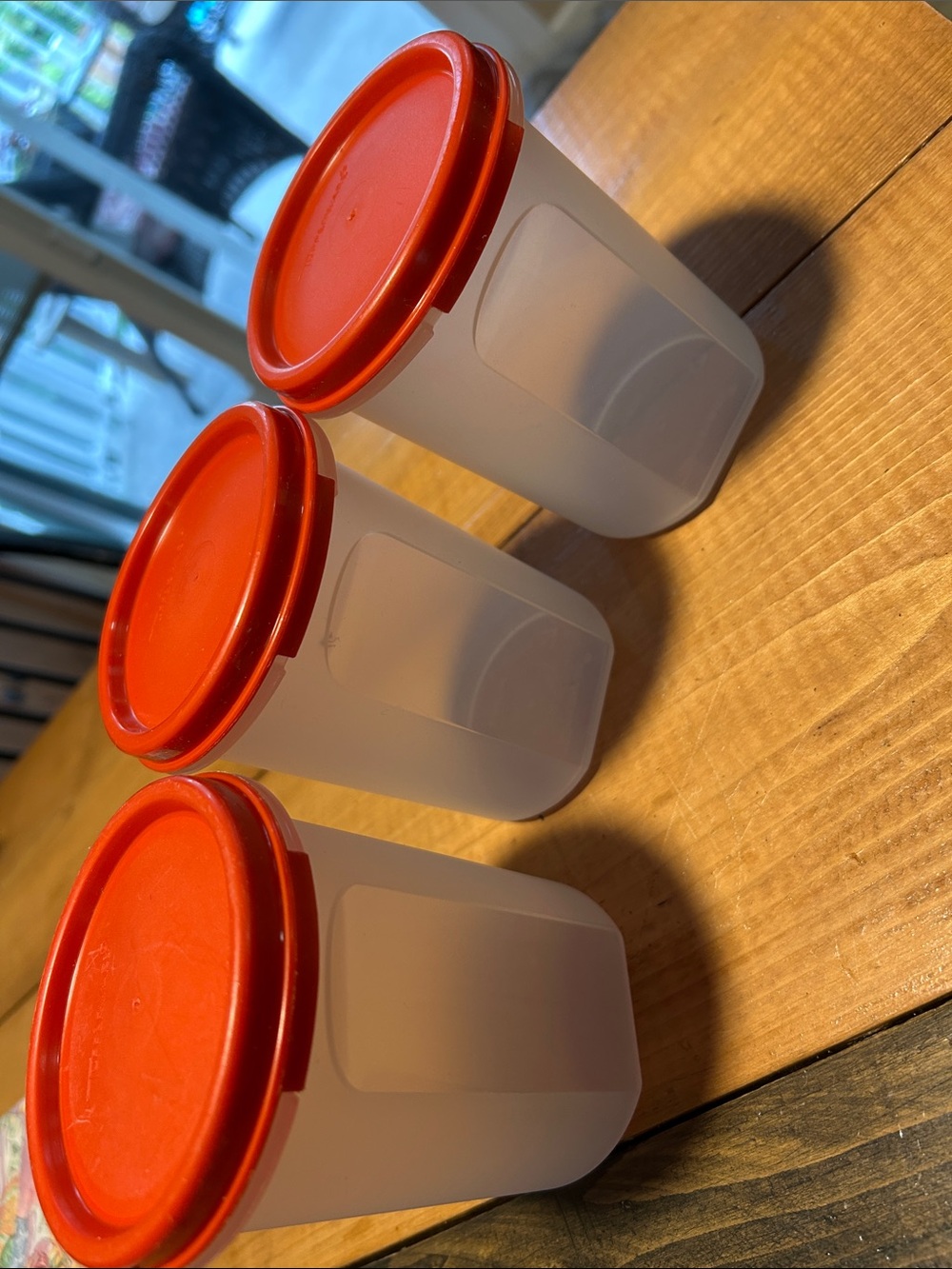Tupperware Modular Mate Storage Jars with Red Lids - set of 3 440 ml